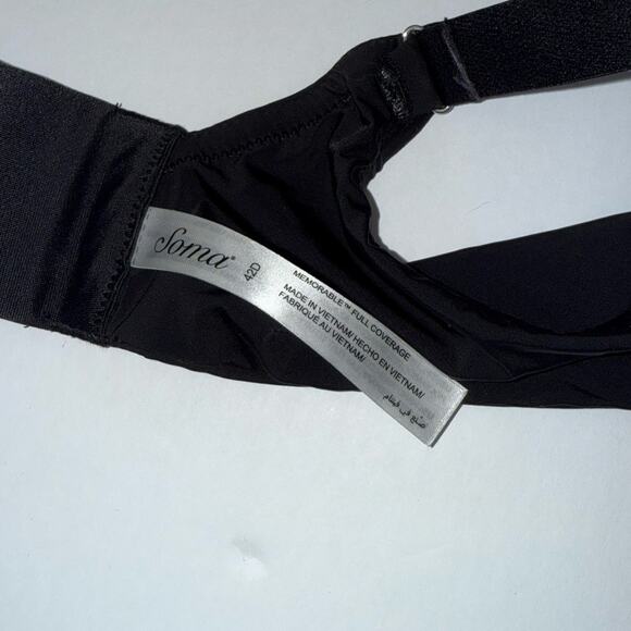 Soma Memorable Full Coverage Bra Women’s 42D Black Smooth Underwire Comfort - Picture 5 of 11